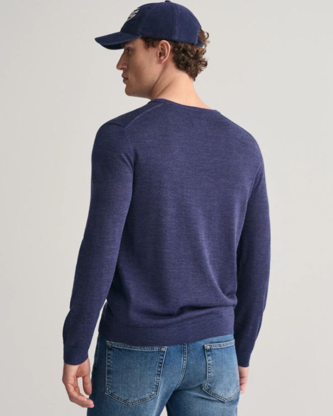 Gant Extrafine Merino Rundhals Mellomblå