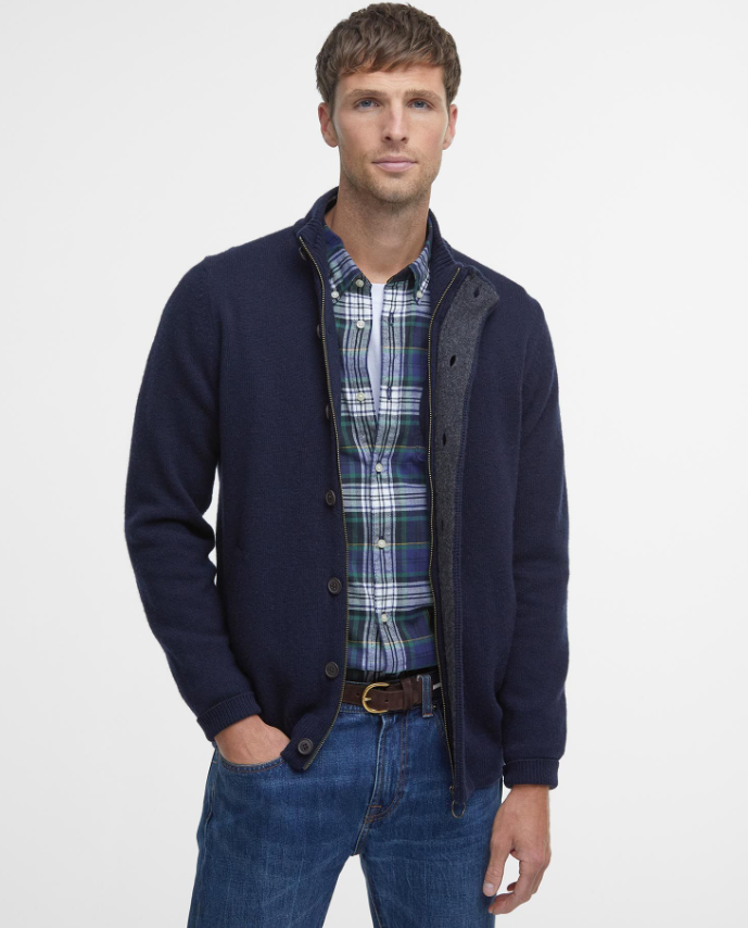 Barbour Strikkejakke Essential Patch Zip Marine