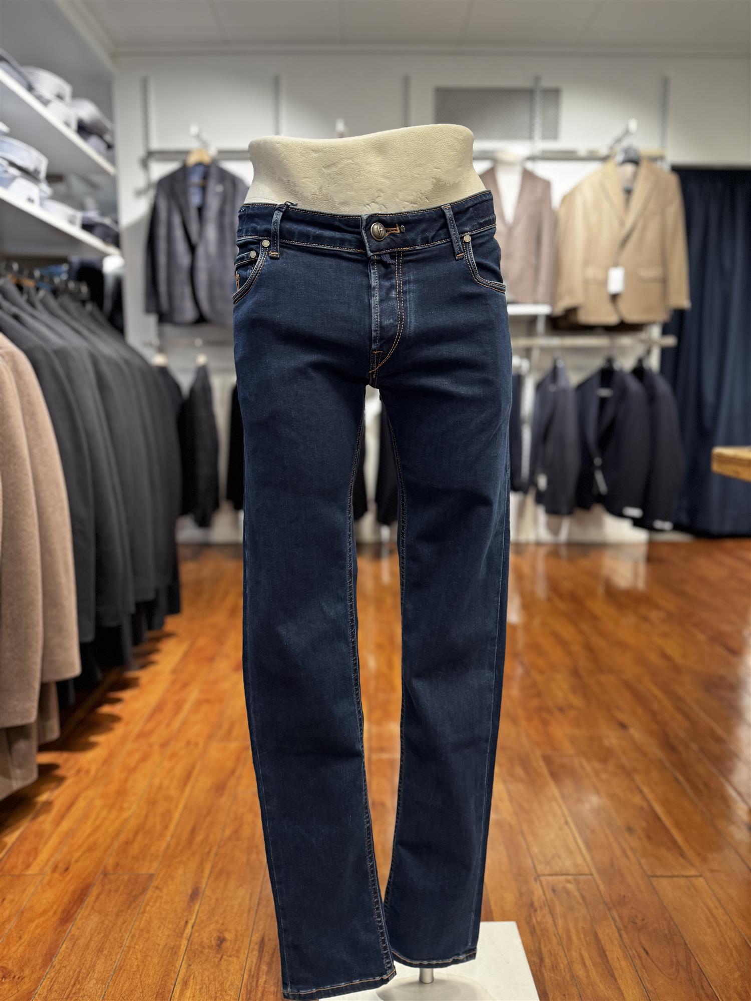 HandPicked Orvieto Jeans Mørkeblå M/Oransje