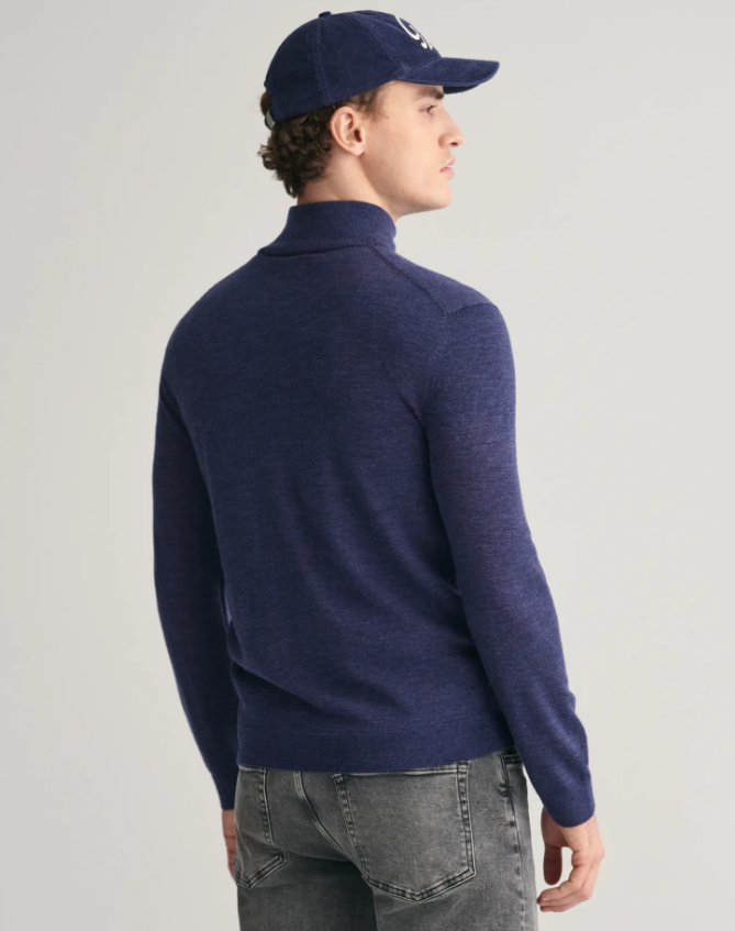 Gant Extrafine Merino Half-Zip Mellomblå