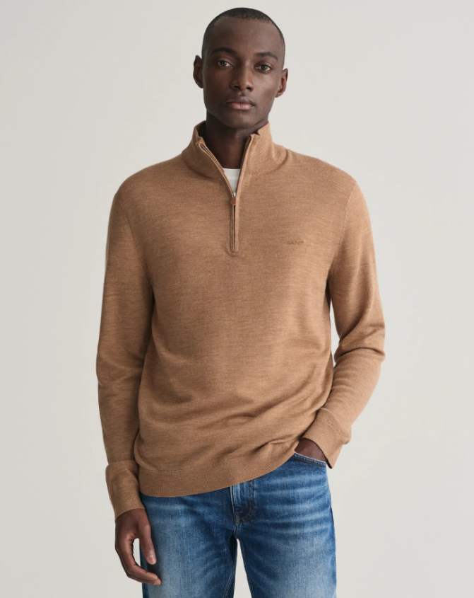 Gant Extrafine Merino Half-Zip Brun