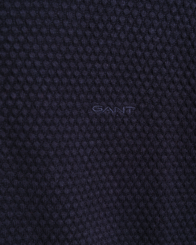 Gant Perlestrikk Half-Zip Bomull/Merino Marine