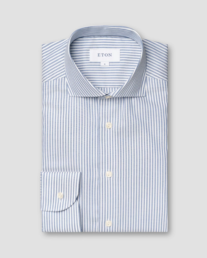 Eton Skjorte Oxford Wrinkle Free Blå/Hvit pakket format