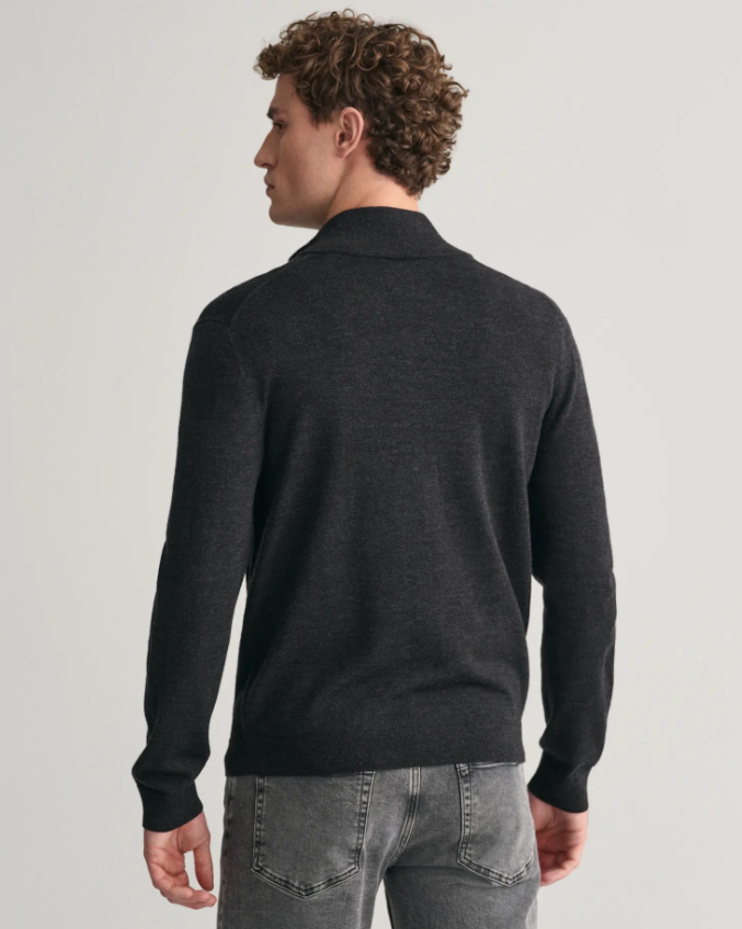 Gant Extrafine Merino Full-Zip Cardigan Koksgrå