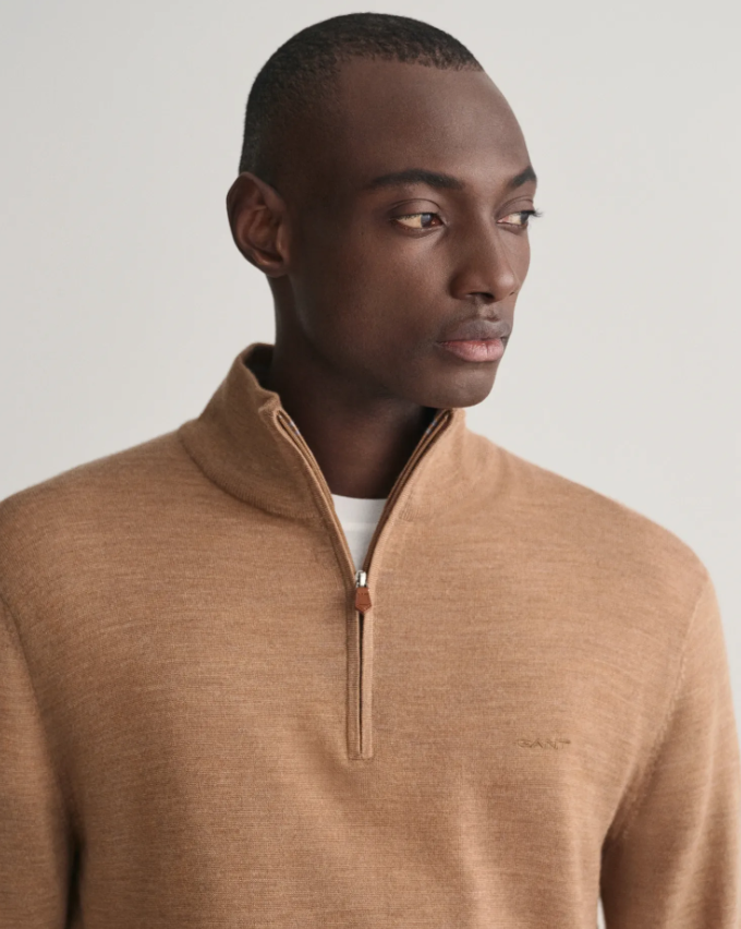 Gant Extrafine Merino Half-Zip Brun