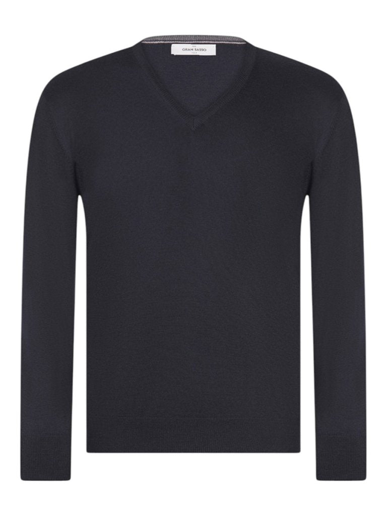 Gran Sasso Genser V-hals Merino Marine