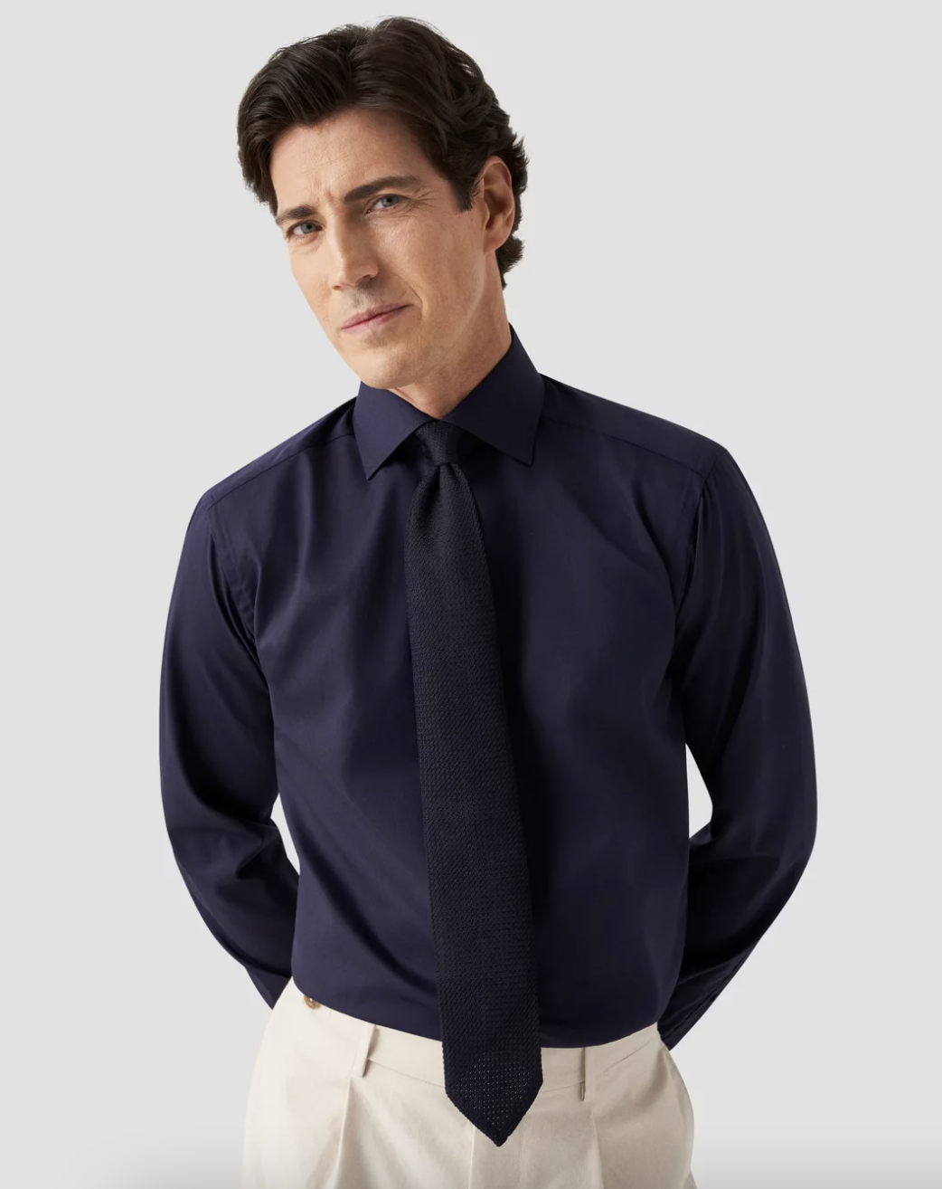 Eton Skjorte Bomull Contemporary Fit Marine med marineblått slips