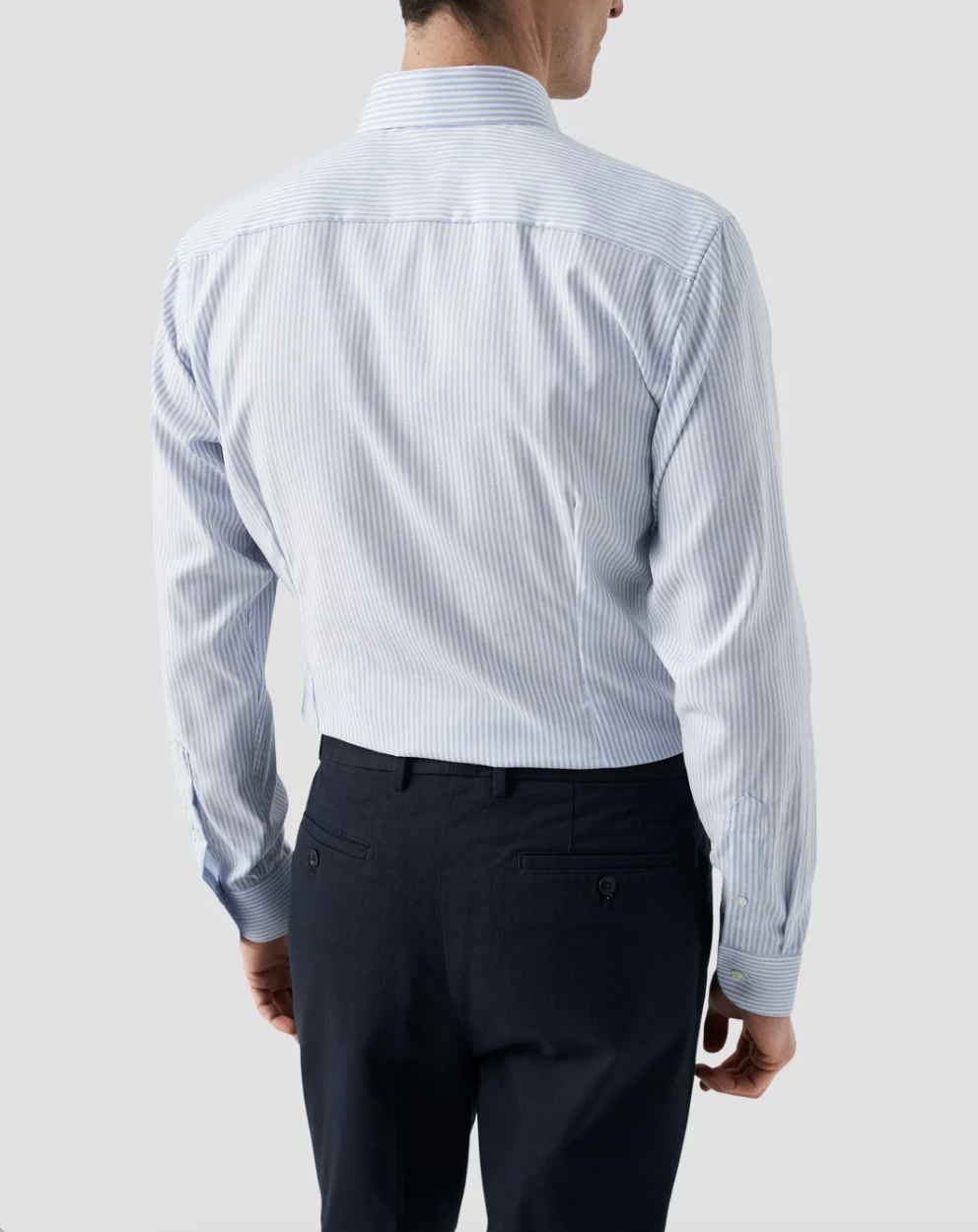 Eton Skjorte Slim Fit Blå Stripet bakfra