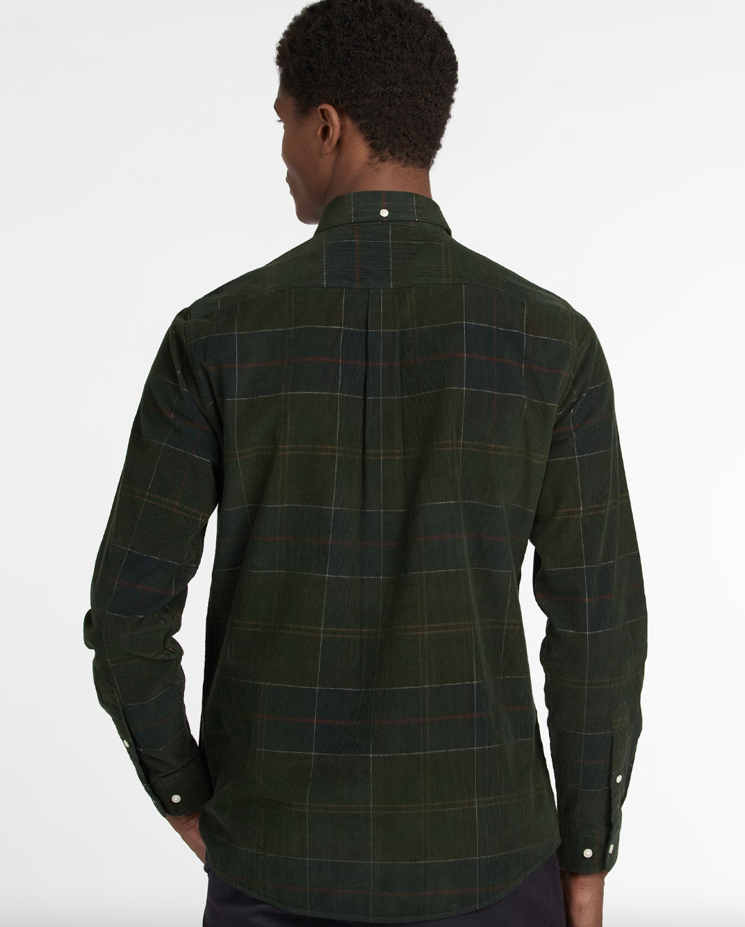 Barbour Blair Skjorte Tailored Fit Cord Grønn bakfra