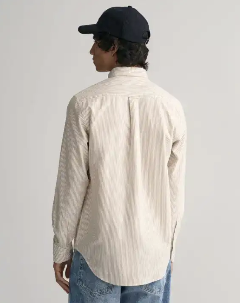 Gant Skjorte Oxford Pinstripe Brun bakfra