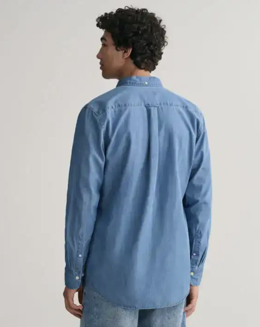 Gant Skjorte Bomull Indigoblå bakfra