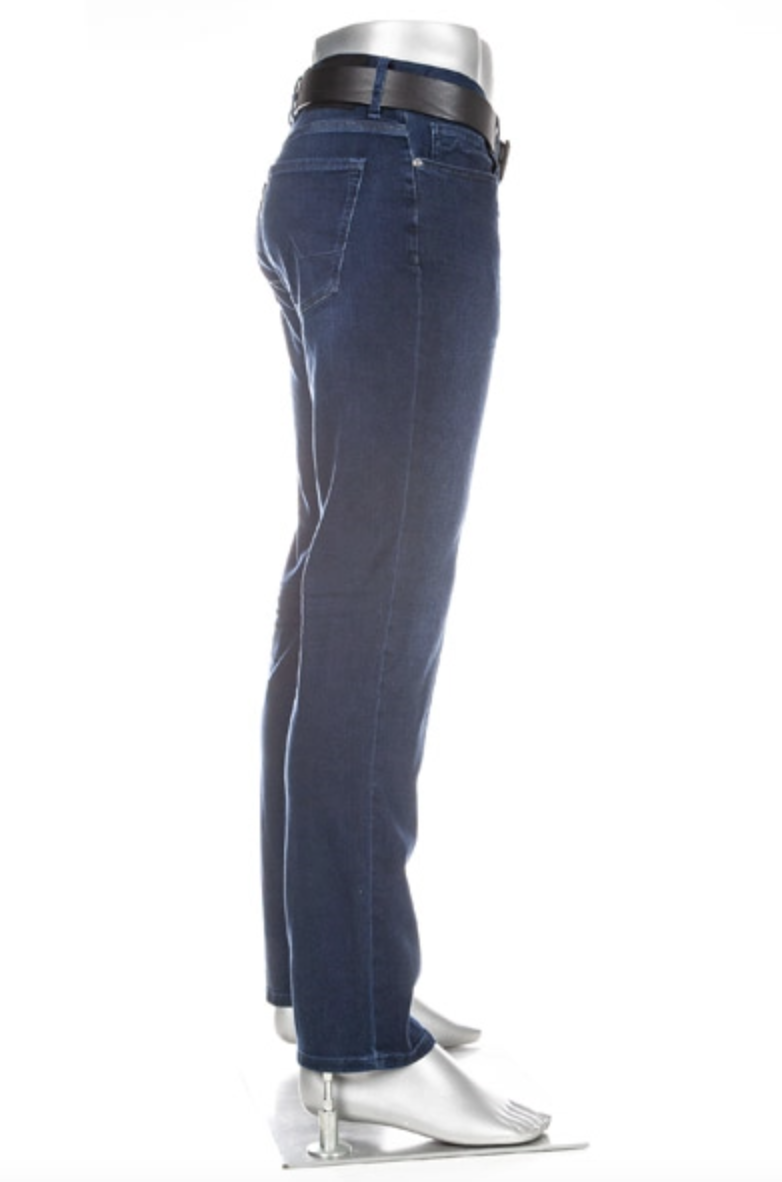 Alberto Jeans Pipe Premium Business Mørk Blå fra siden med belte