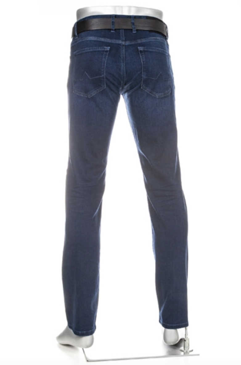 Alberto Jeans Pipe Premium Business Mørk Blå bakfra med belte