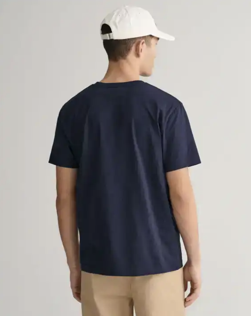 Gant T-skjorte Bomull Marine herre bakfra