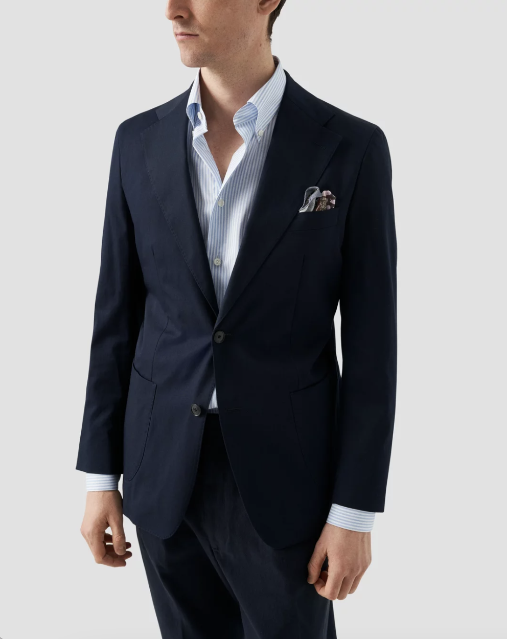 Eton Skjorte Slim Fit Blå Stripet med dressjakke på mann